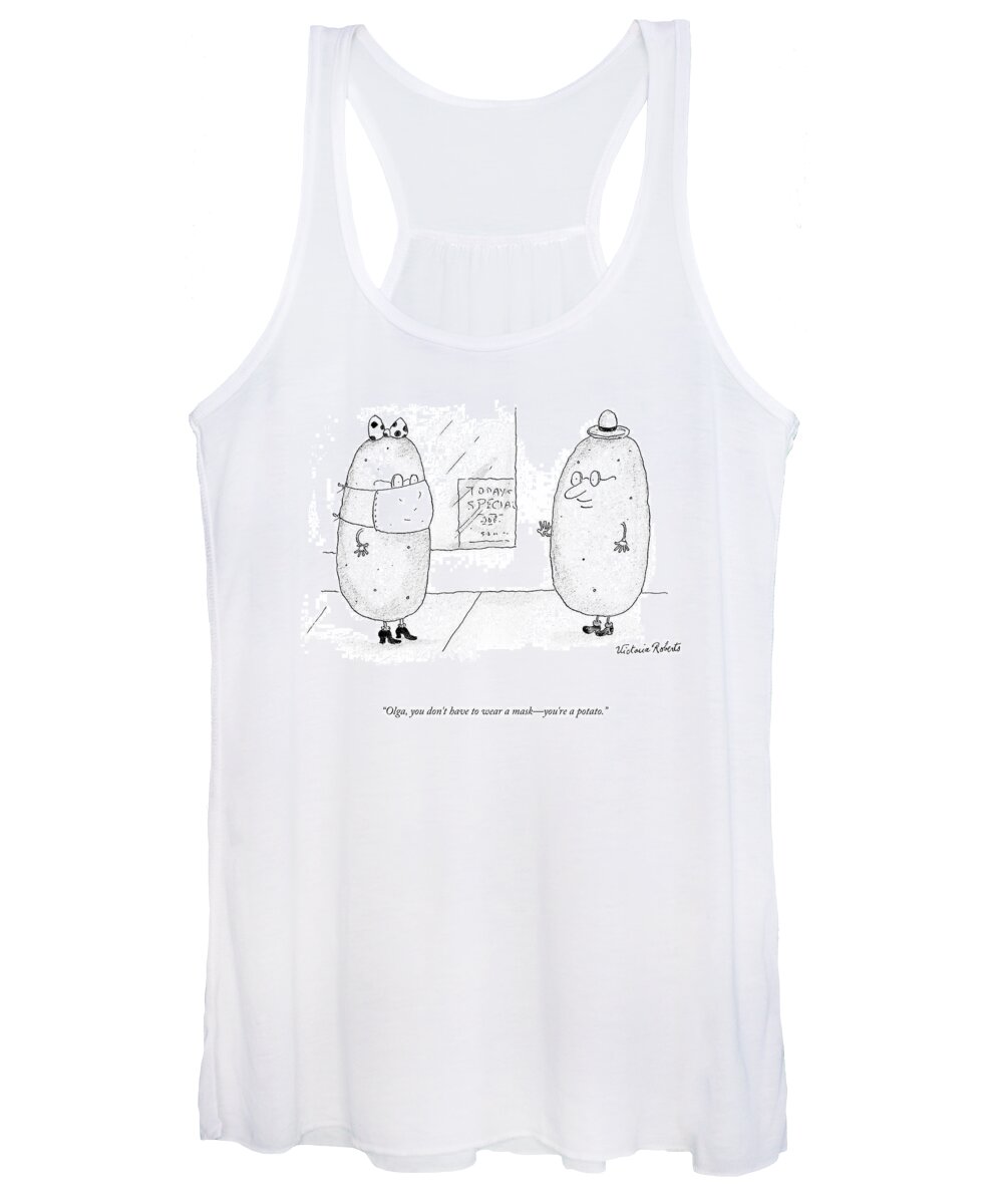 Olga Women's Tank Top featuring the drawing You're A Potato by Victoria Roberts