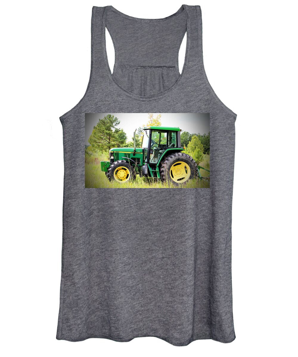 Tractor Women's Tank Top featuring the photograph Deere Sighting by Cynthia Guinn