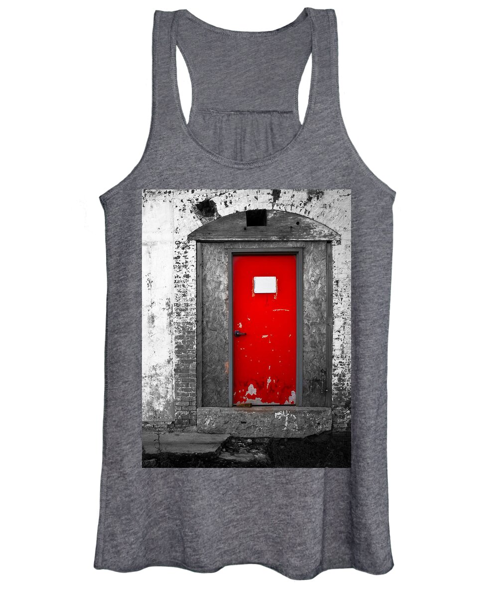 Huxley Women's Tank Top featuring the photograph Red Door Perception by Bob Orsillo