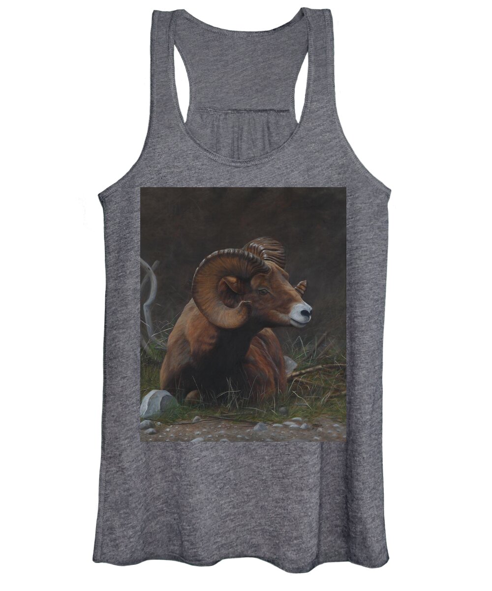 Ram Women's Tank Top featuring the painting Anticipation by Tammy Taylor
