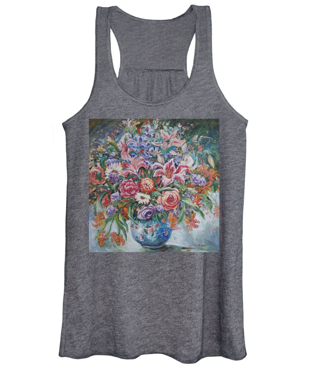 Red Women's Tank Top featuring the painting Arrangement II by Ingrid Dohm