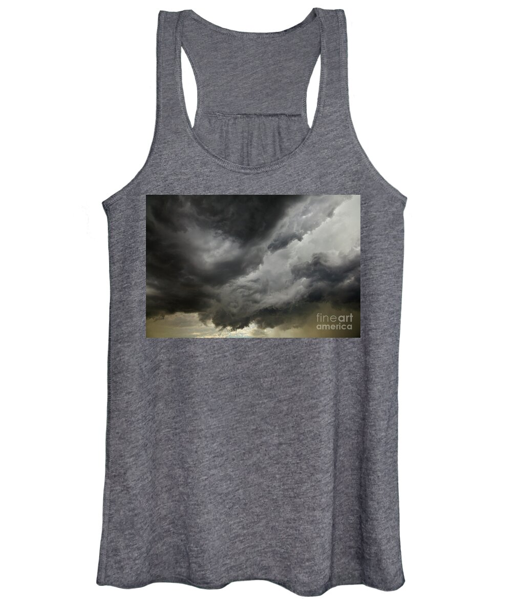 00559183 Women's Tank Top featuring the photograph Dark Billowing Clouds At Sunset North Dakota by Yva Momatiuk John Eastcott