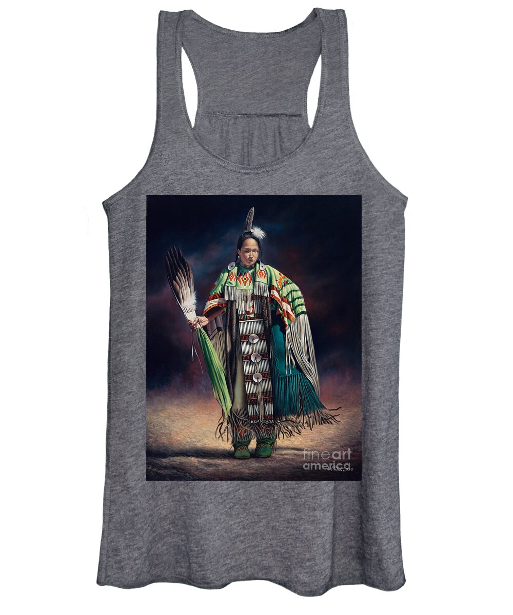 Native-american Women's Tank Top featuring the painting Ceremonial Rhythm #1 by Ricardo Chavez-Mendez