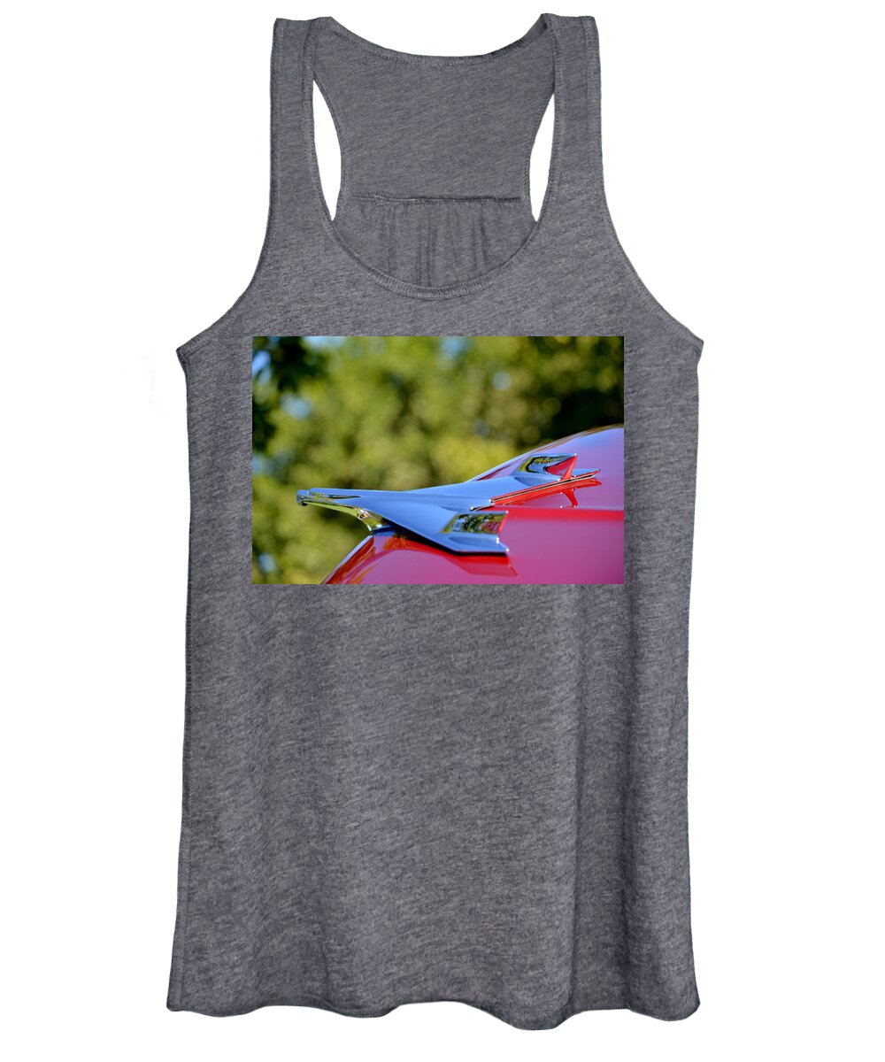 Red Women's Tank Top featuring the photograph Chevy Hood Ornement #1 by Dean Ferreira