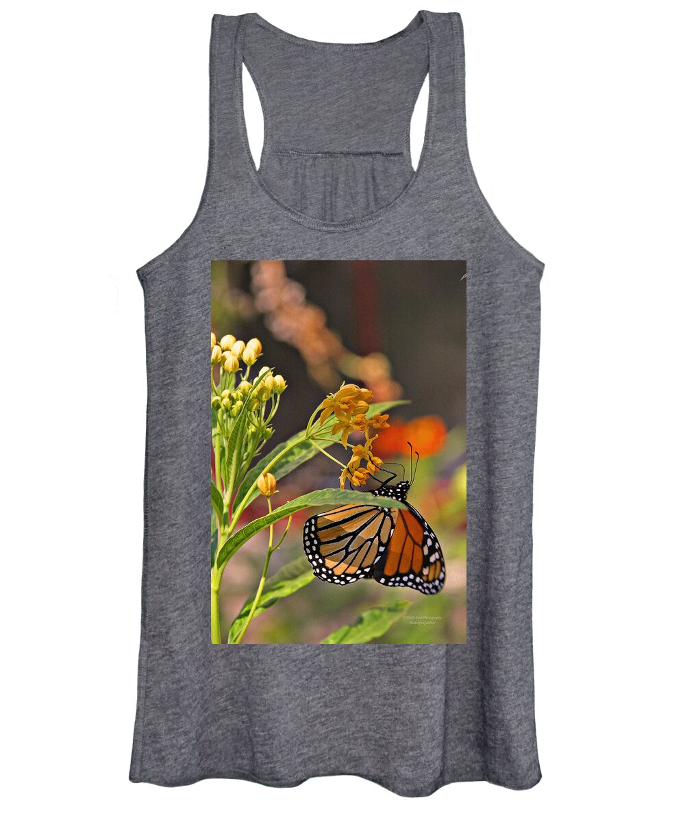 Butterfly Women's Tank Top featuring the photograph Clinging Butterfly #1 by Matalyn Gardner