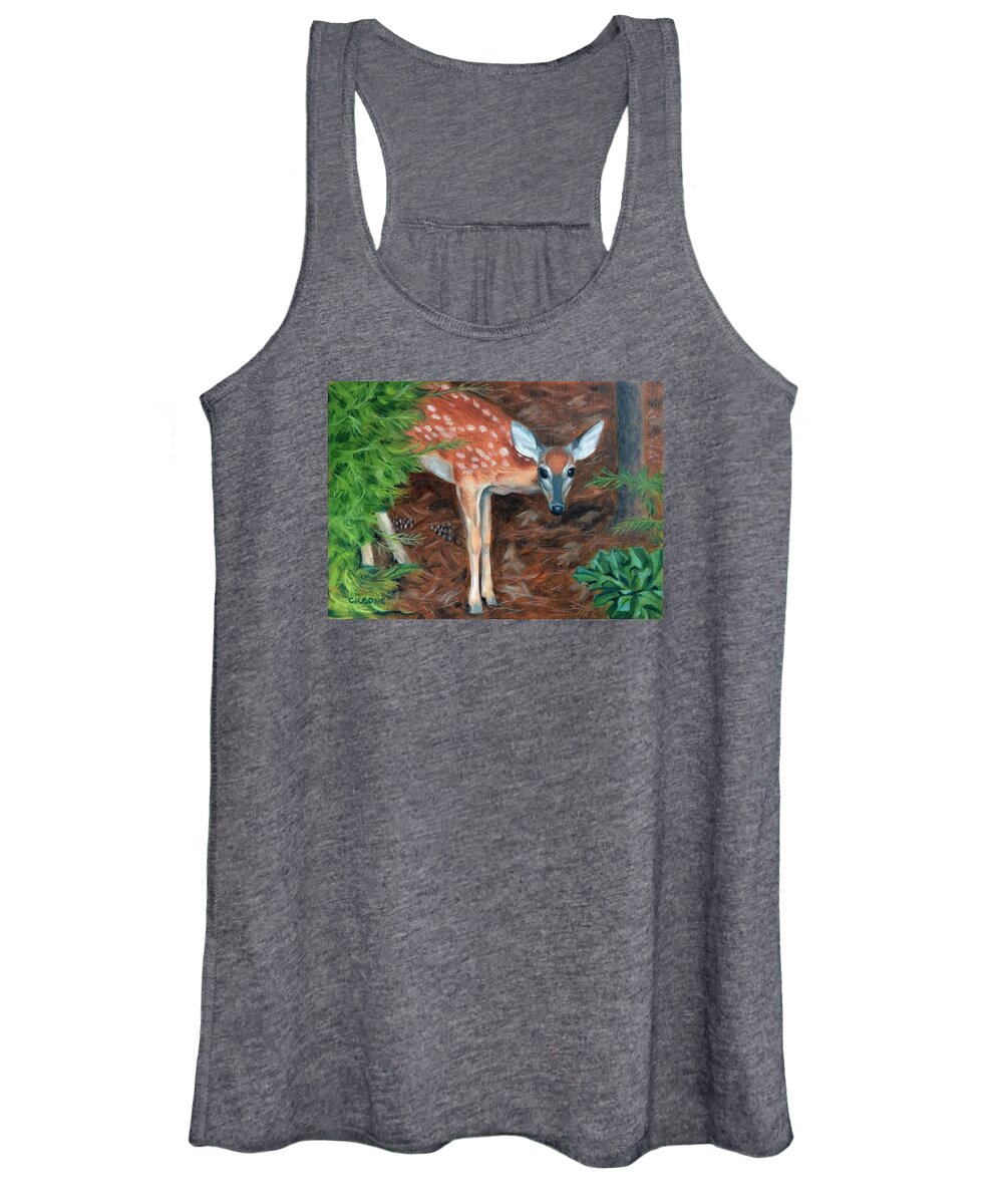 Woodland Women's Tank Top featuring the painting Curious Fawn by Jill Ciccone Pike