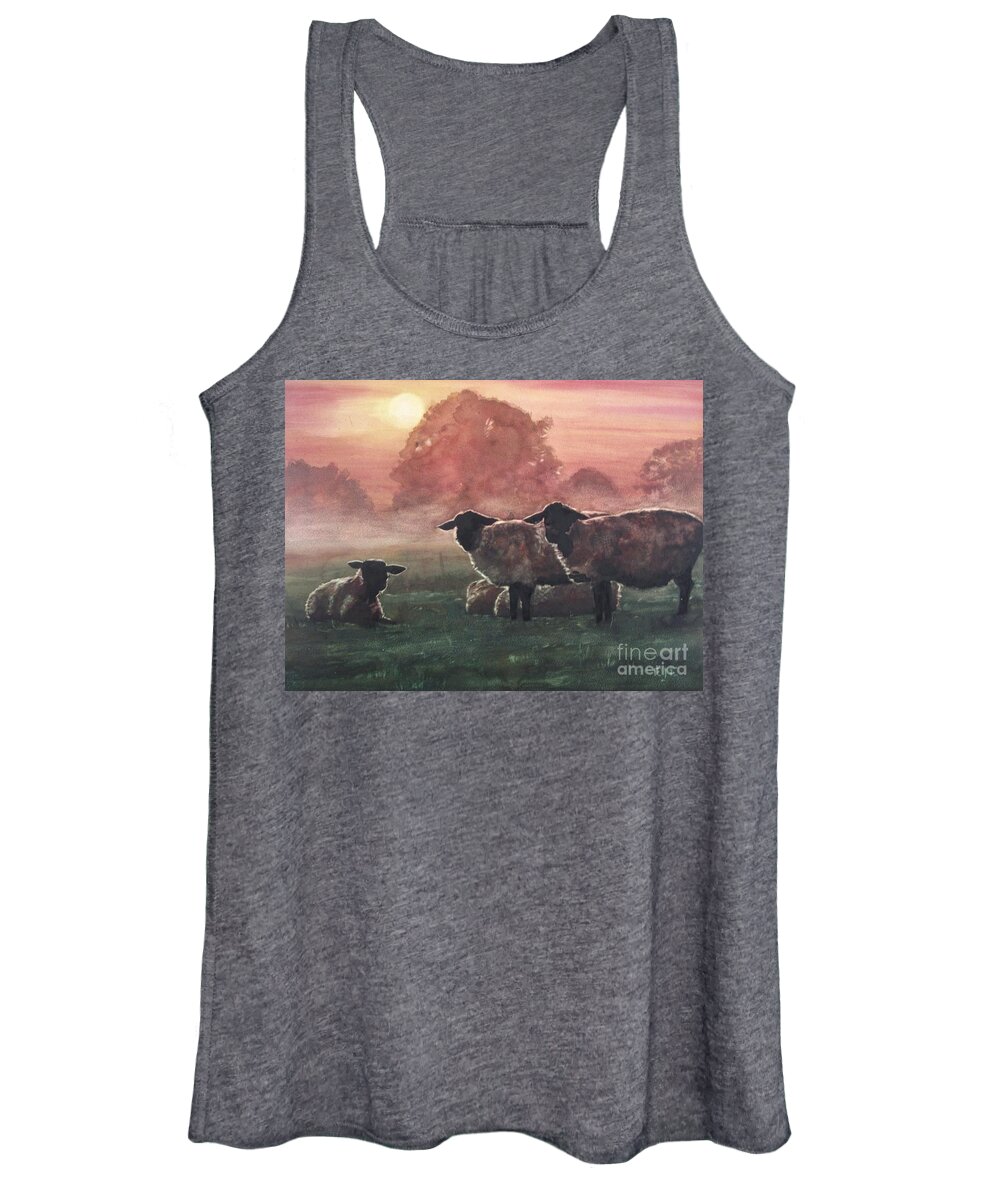 Sheep Women's Tank Top featuring the painting Good Morning by Elizabeth Carr