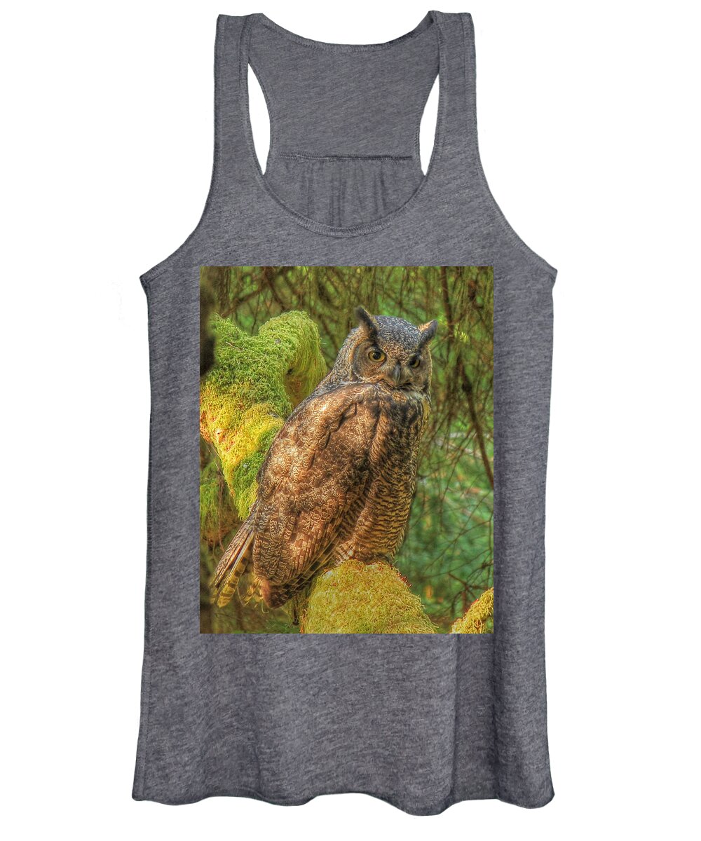 Great Horned Owl Women's Tank Top featuring the photograph Its My Day by Randy Hall