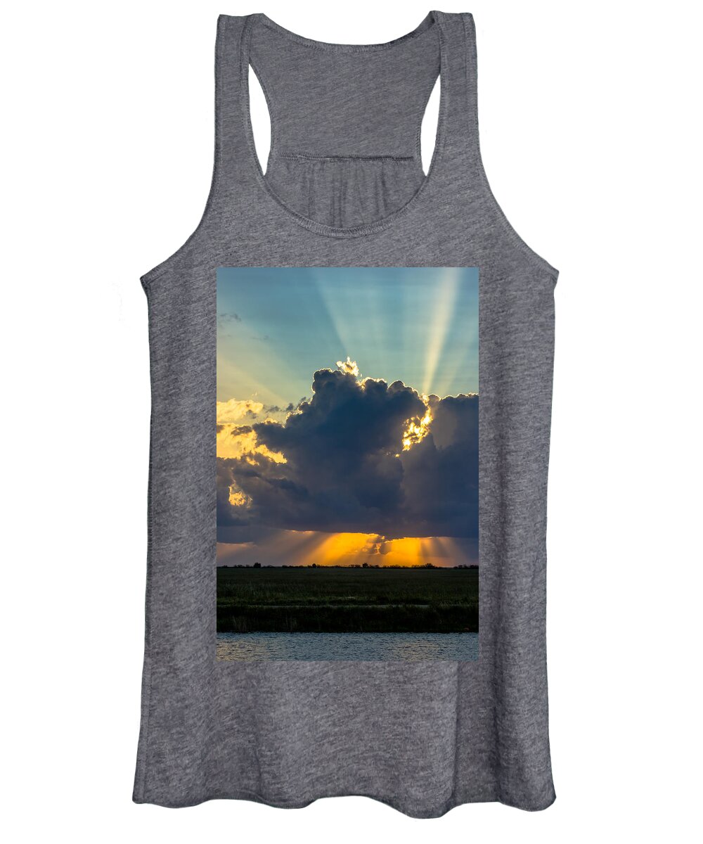 Blue Sky Women's Tank Top featuring the photograph Rays From the Clouds by Ed Gleichman