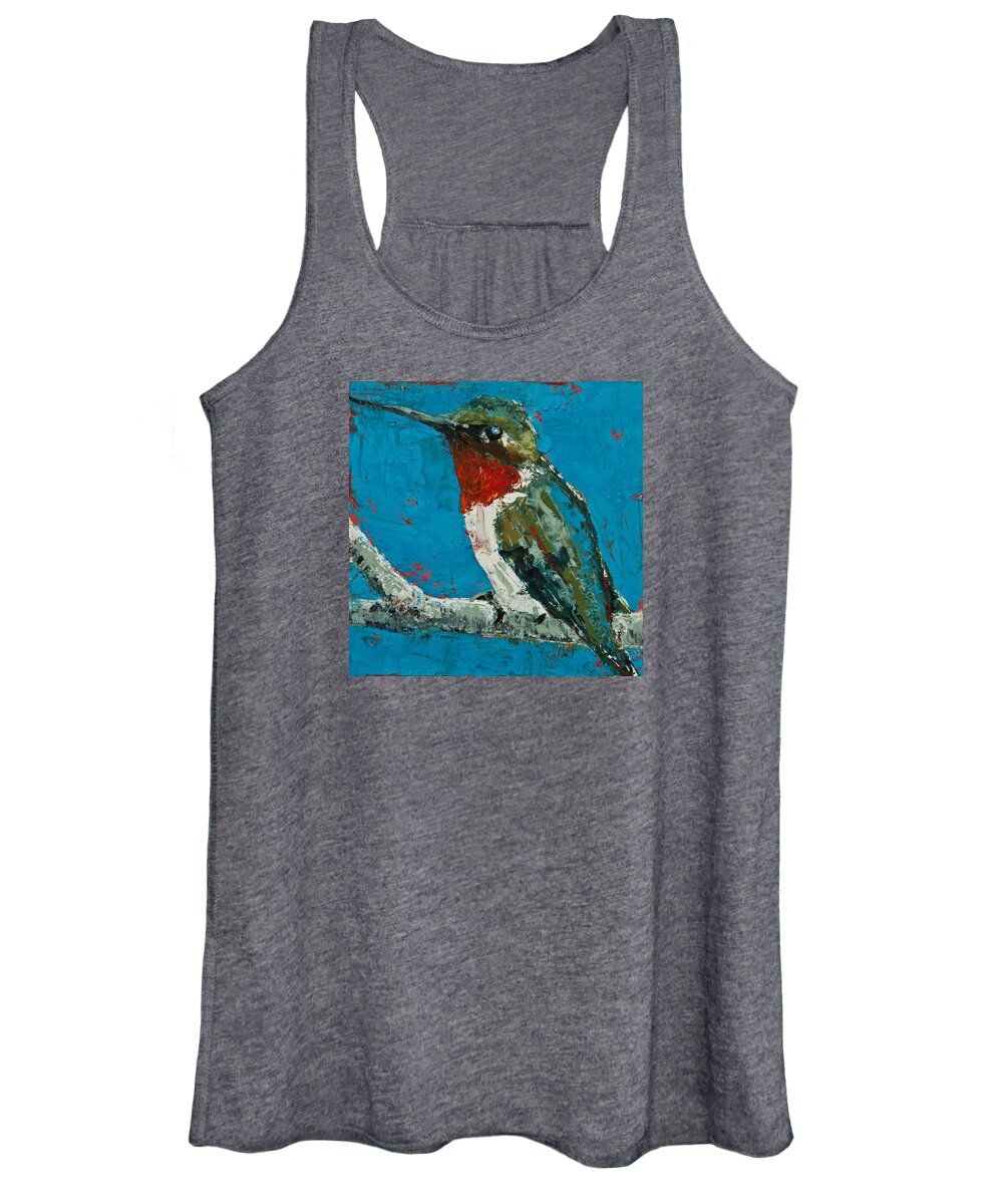 Hummingbird Women's Tank Top featuring the painting Ruby-Throated Hummingbird #1 by Jani Freimann