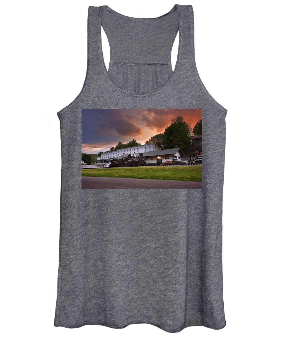 Sunset Women's Tank Top featuring the photograph Cass Scenic Railroad #12 by Mary Almond