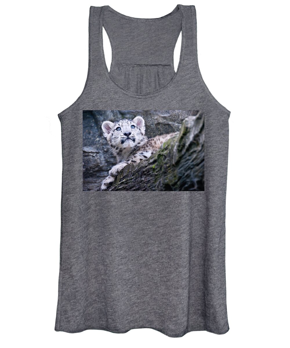 Marwell Women's Tank Top featuring the photograph Snow Leopard Cub #2 by Chris Boulton
