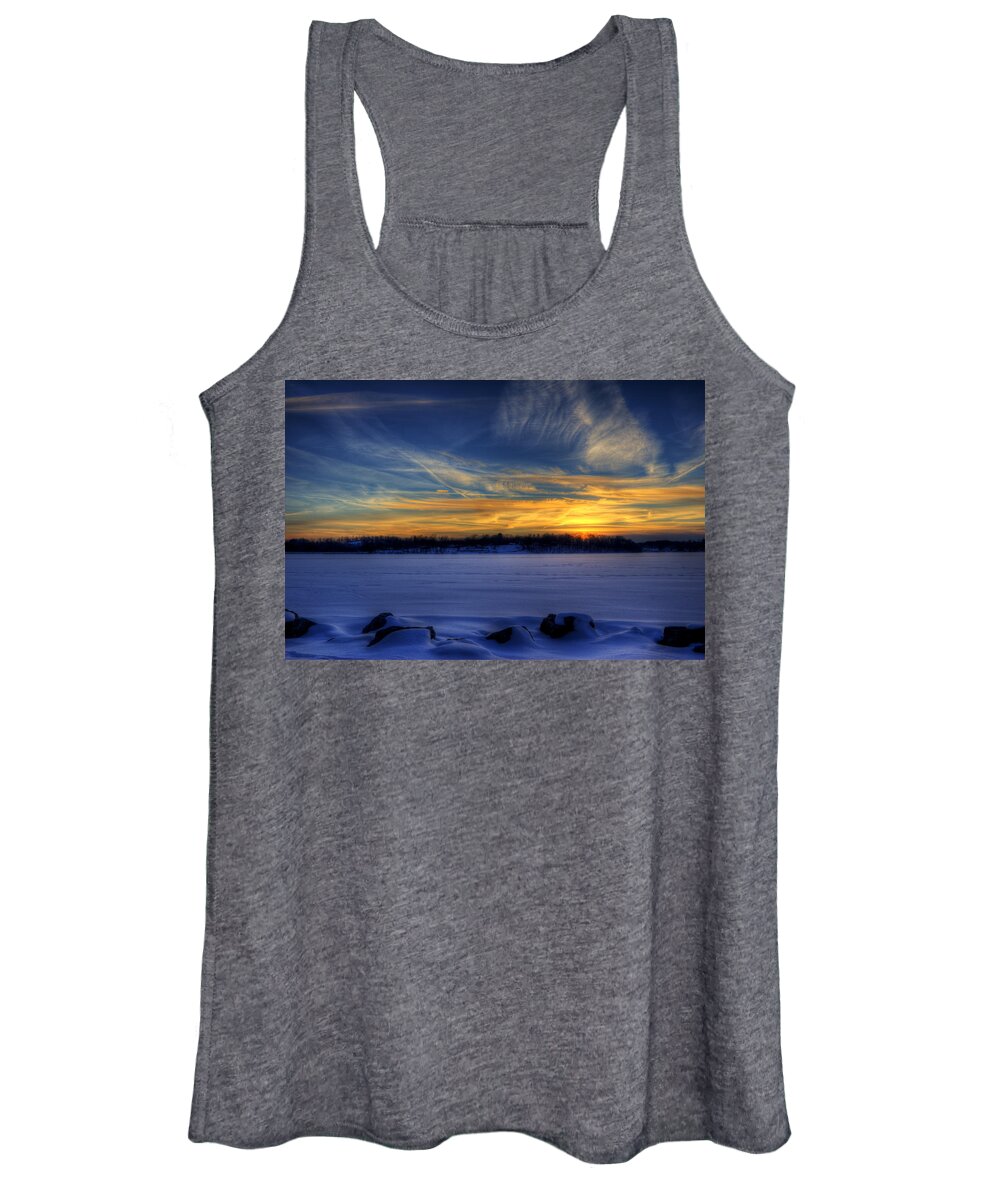 Snow Women's Tank Top featuring the photograph Winter Sunset #2 by David Dufresne
