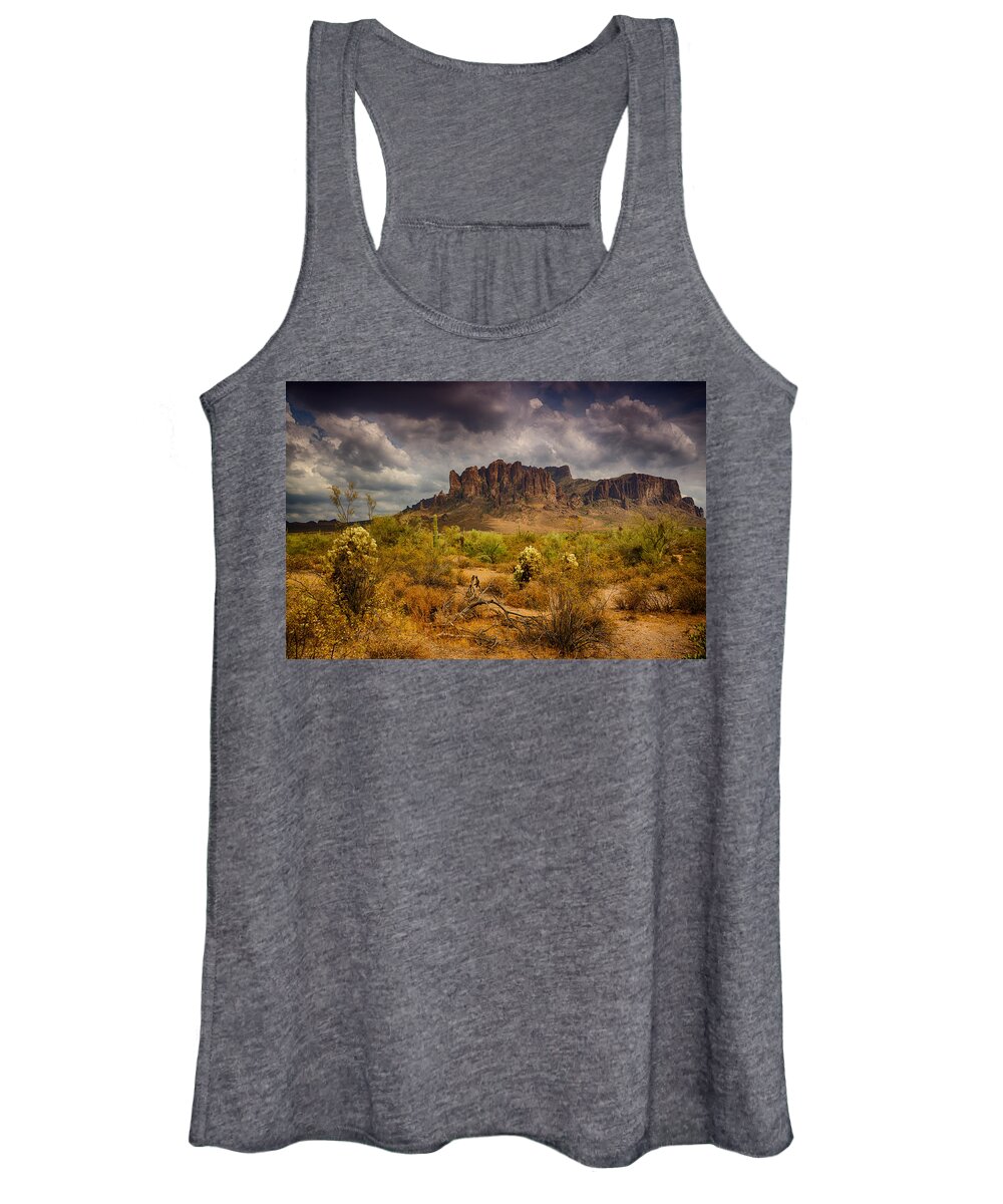 Sunset Women's Tank Top featuring the photograph A Day at the Superstitions by Saija Lehtonen