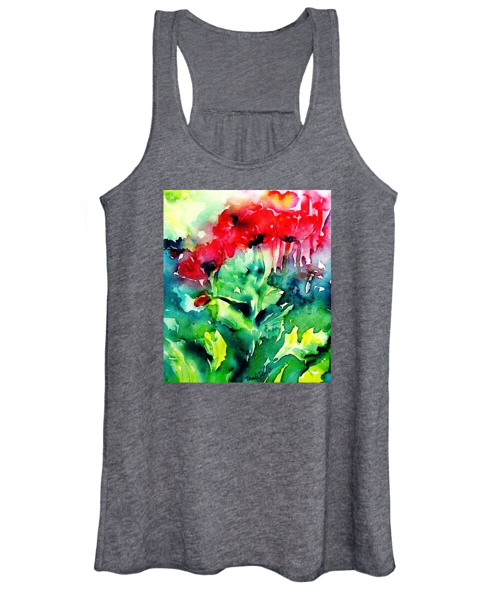 Poppies Women's Tank Top featuring the painting A Haze of Poppies by Trudi Doyle