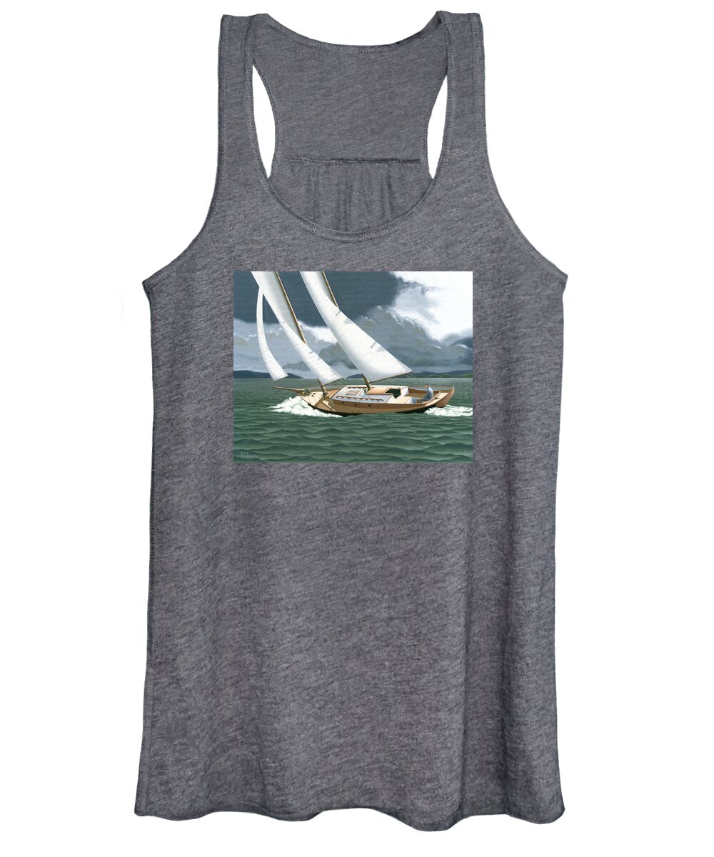Gulf Islands Women's Tank Top featuring the painting A passing squall by Gary Giacomelli