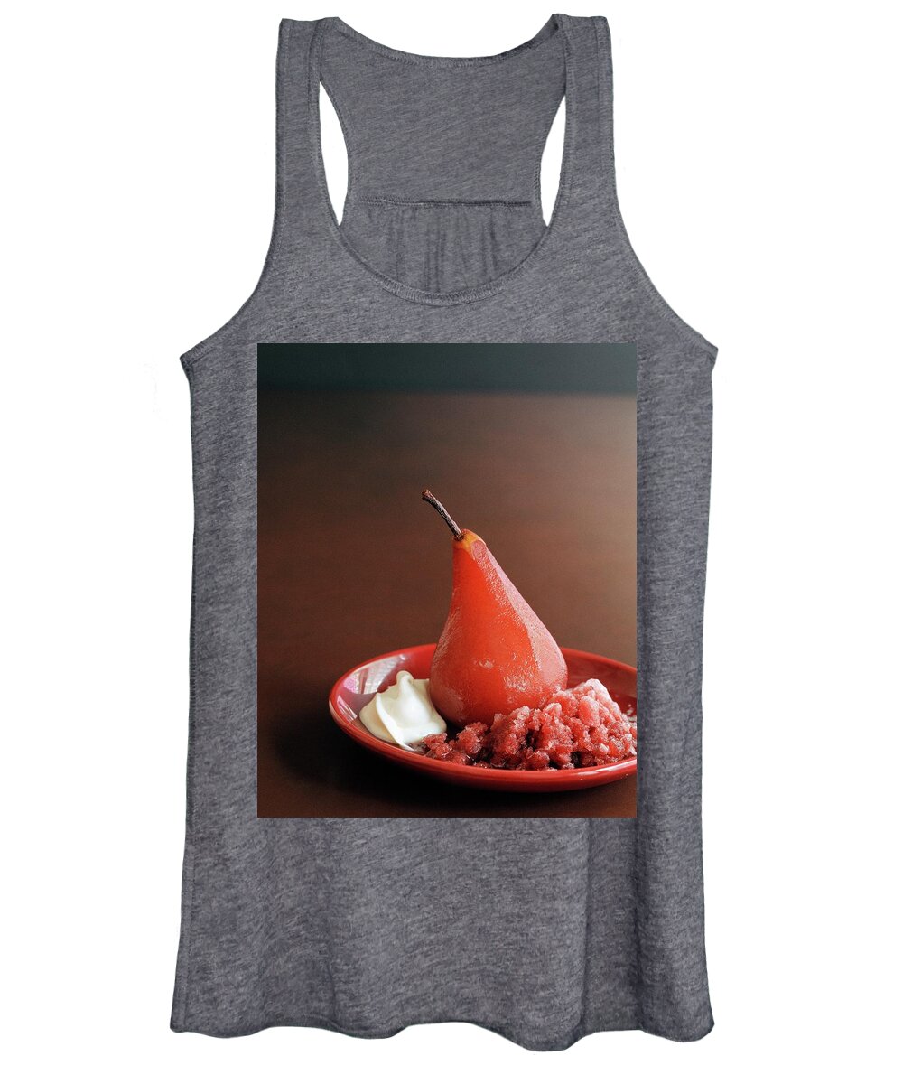 Pear Women's Tank Top featuring the photograph A Poached Pear by Romulo Yanes