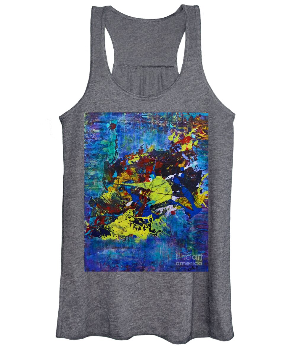 Abstract Expressionsm Women's Tank Top featuring the painting Abstract Fish by Claire Bull