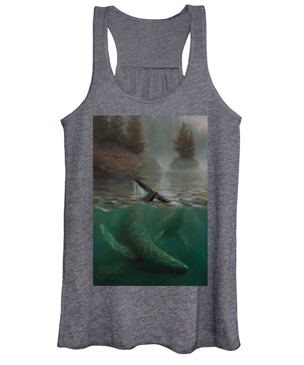 Humpback Women's Tank Top featuring the painting Humpback Whales - Underwater Marine - Coastal Alaska Scenery by K Whitworth