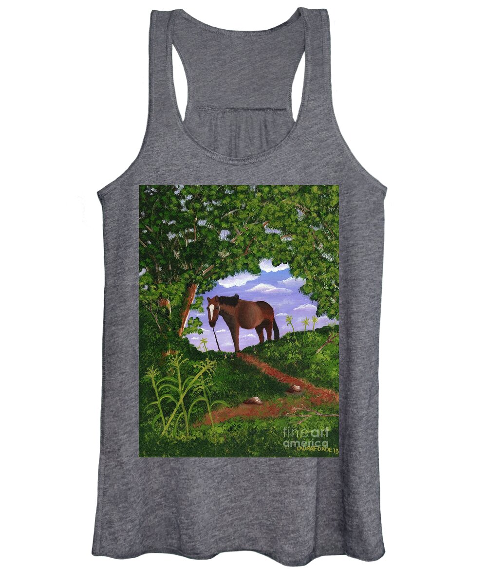 Landscape Women's Tank Top featuring the painting All Alone by Laura Forde