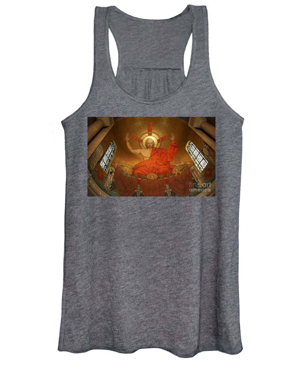 Shrine Of The Immaculate Conception Women's Tank Top featuring the photograph Angry God Mosaic at the Shrine of the Immaculate Conception in Washington DC by William Kuta