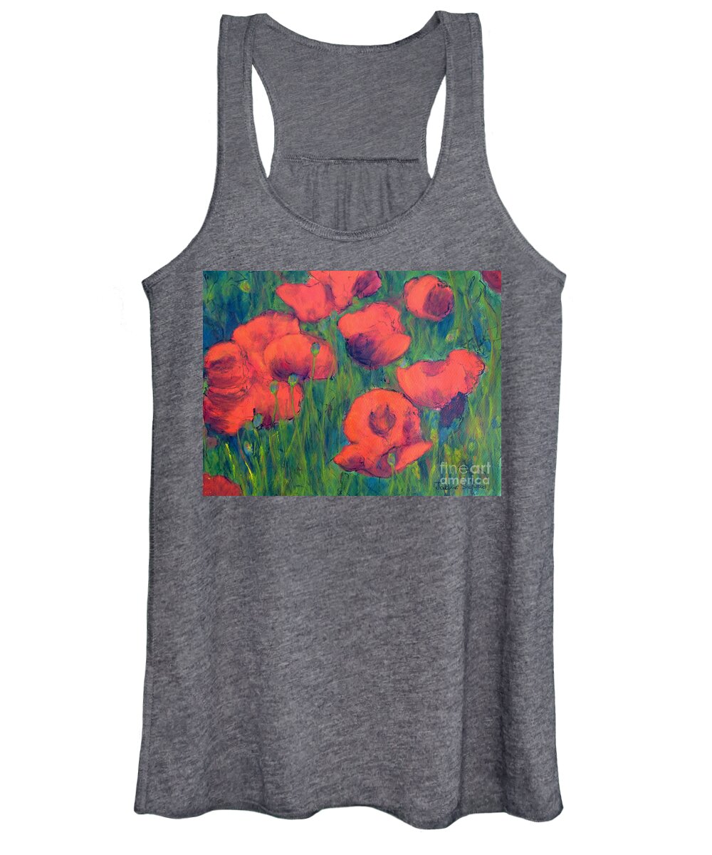 Poppies Women's Tank Top featuring the painting April Poppies 2 by Jackie Sherwood