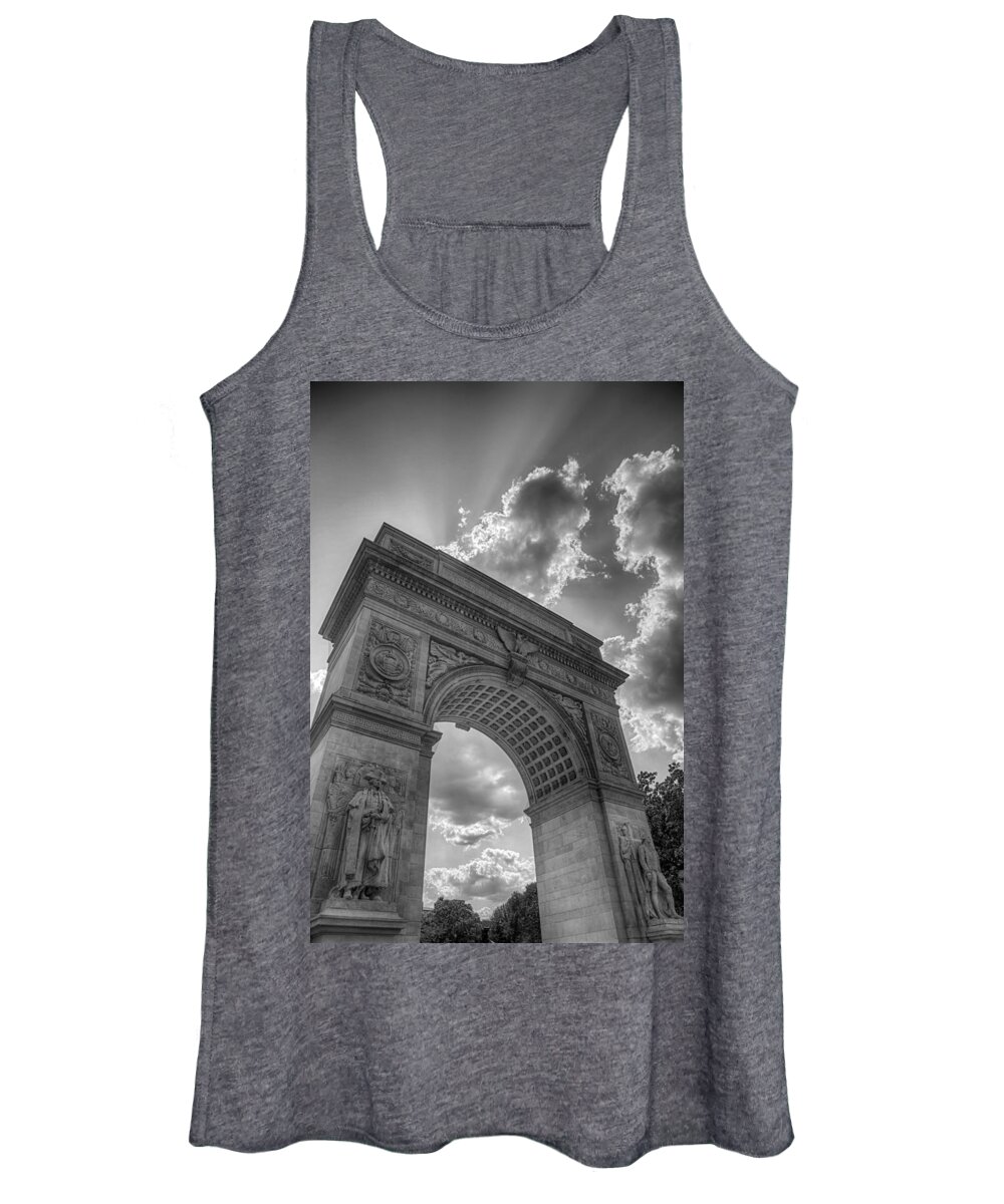 Photography Arch At Washington Square Hdr Black And White High Definition Gray Detail New York City Park Women's Tank Top featuring the photograph Arch at Washington Square by Paul Watkins