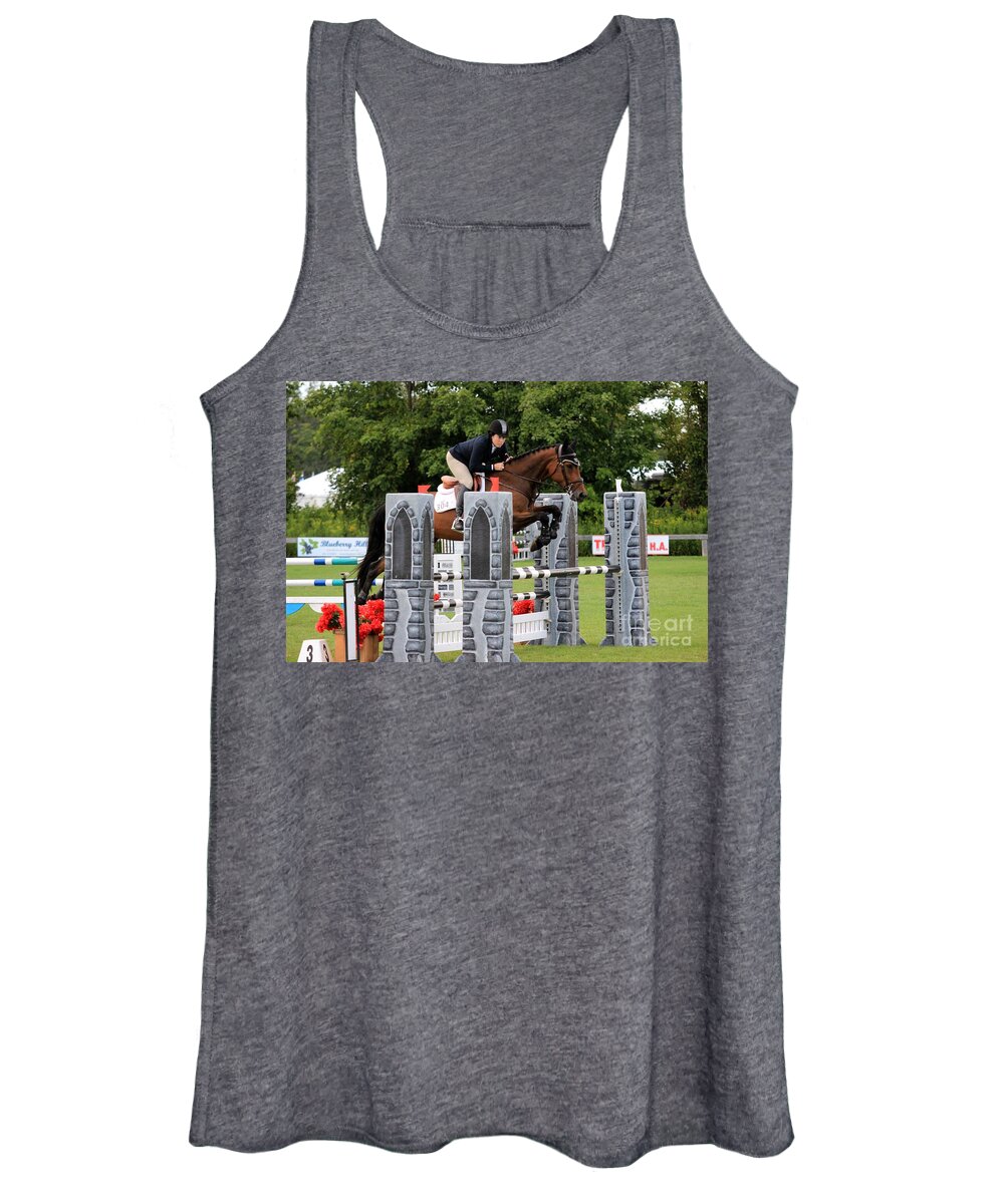 Horse Women's Tank Top featuring the photograph At-su-jumper28 by Janice Byer