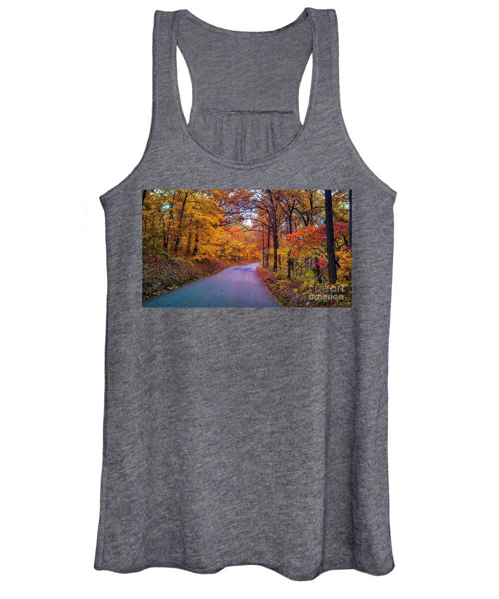 Autumn Colors Women's Tank Top featuring the photograph Autumn Drive by Peggy Franz