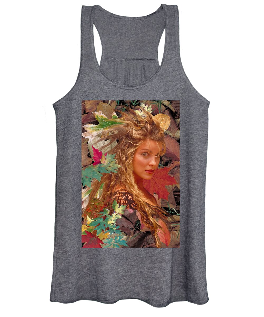 Autumn Women's Tank Top featuring the digital art Autumn Lady by Lisa Yount