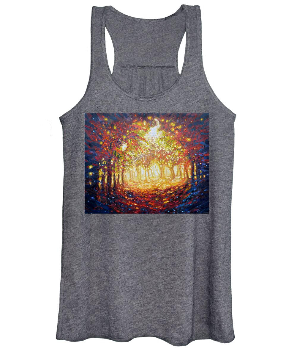 Autumn Woods Women's Tank Top featuring the painting Autumn Riot by Gill Bustamante