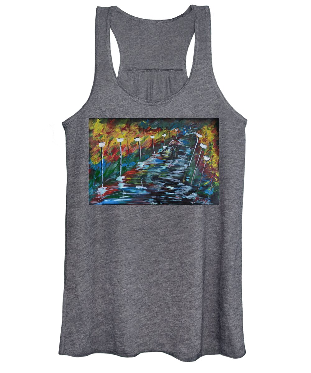 Evening Women's Tank Top featuring the painting Avenue of Shadows by Donna Blackhall