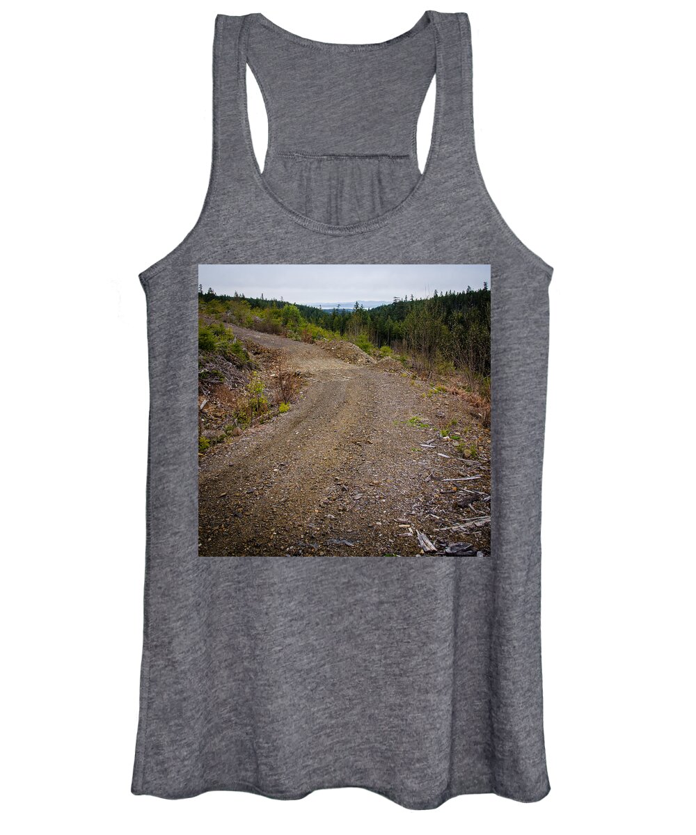 Backroad Women's Tank Top featuring the photograph 4x4 Logging Road to Adventure by Roxy Hurtubise