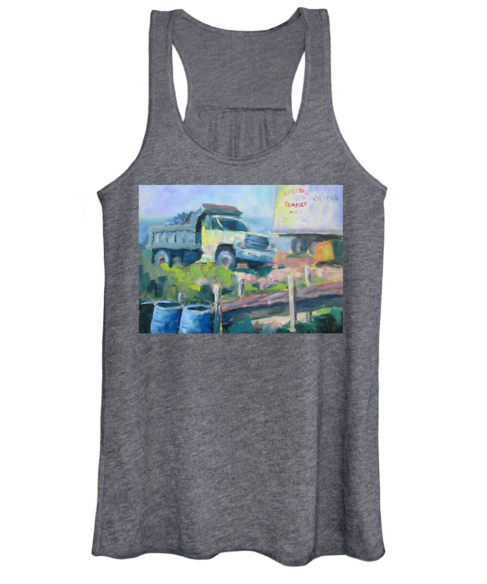 Oysters Women's Tank Top featuring the painting Barber's Seafood by Susan Richardson