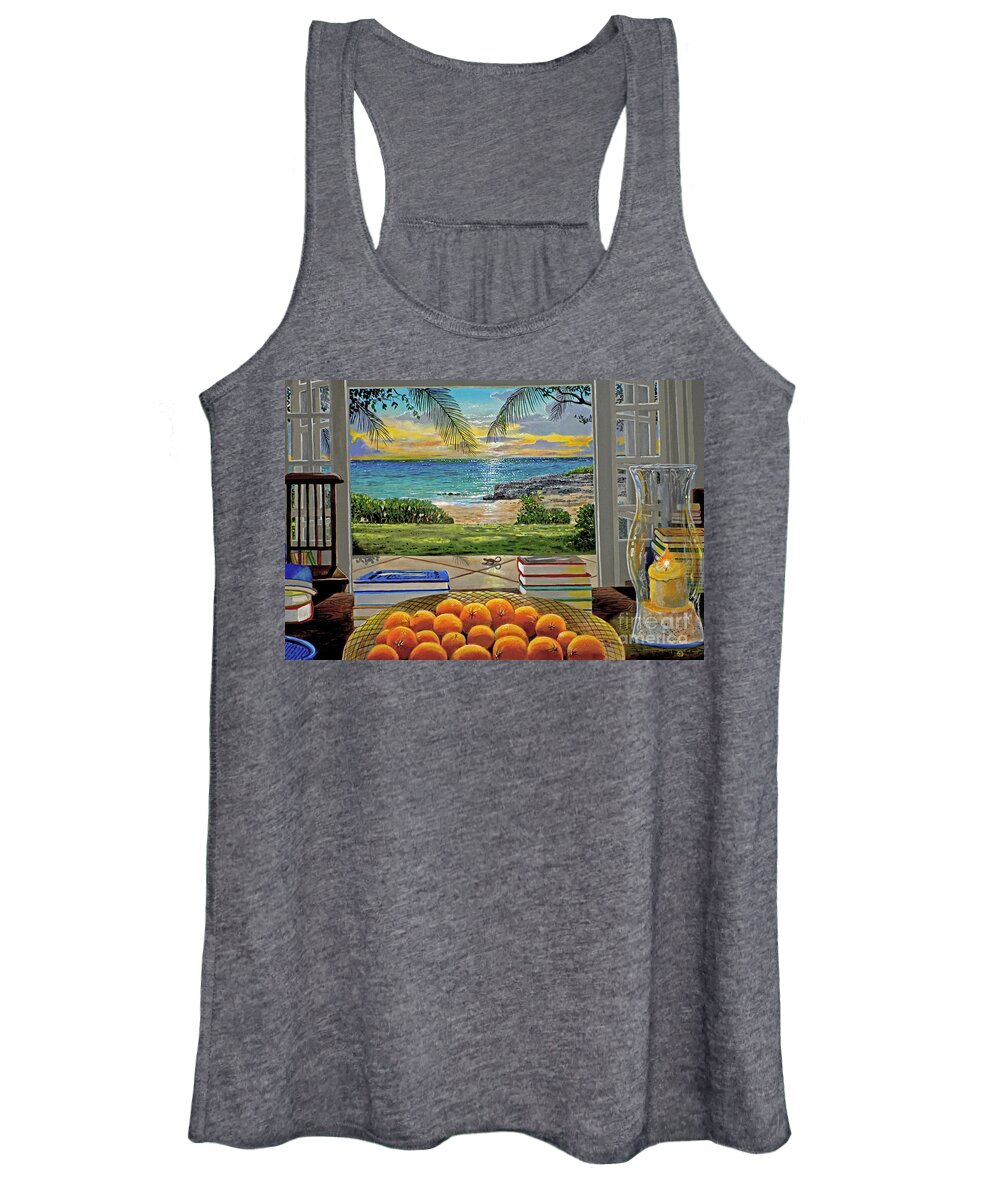 Beach Women's Tank Top featuring the painting Beach View by Carey Chen