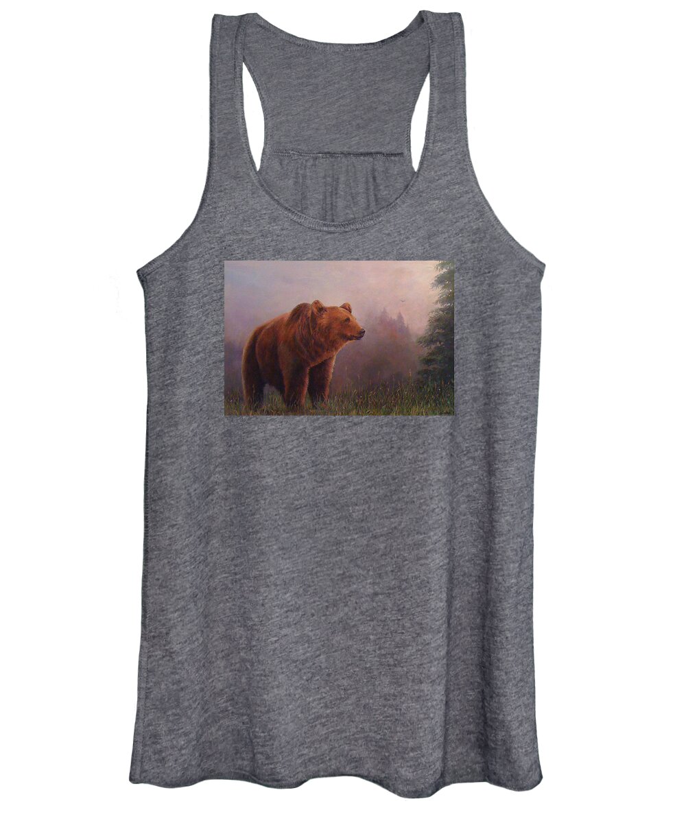 Animal Women's Tank Top featuring the painting Bear in the Mist by Donna Tucker