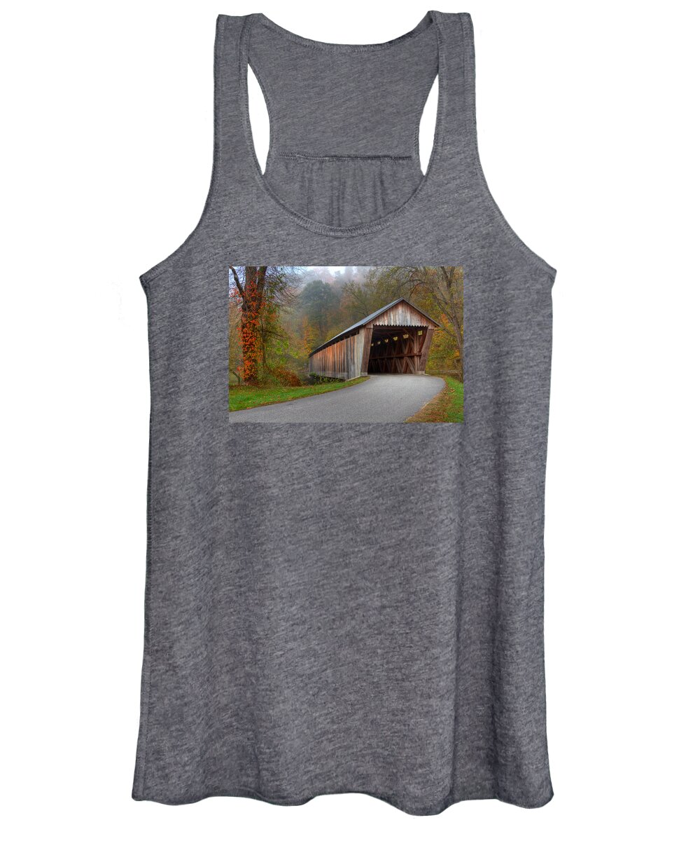  Ky Women's Tank Top featuring the photograph Bennett Mill Covered Bridge by Jack R Perry