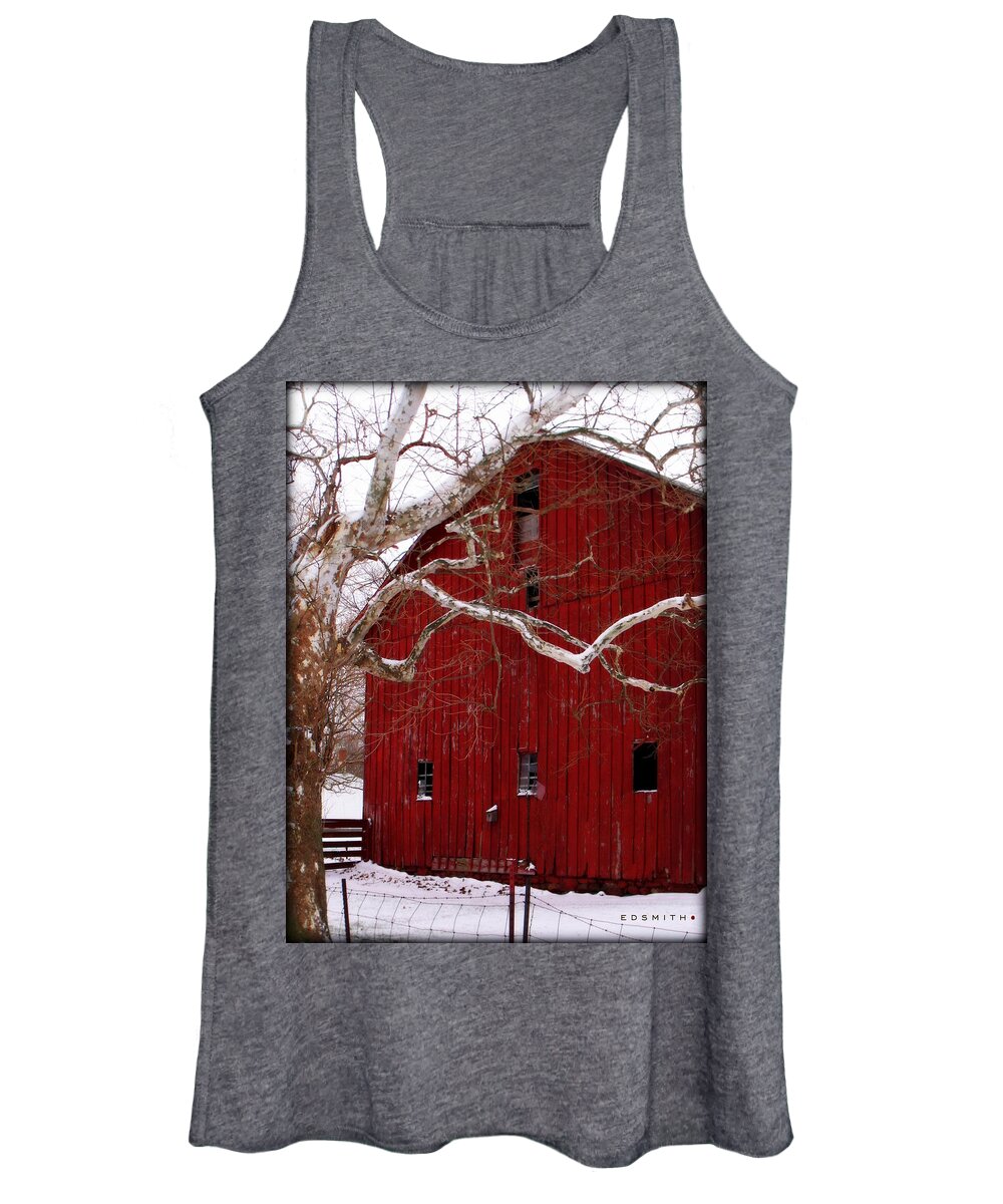 Big Red Bird House Women's Tank Top featuring the photograph Big Red Bird House by Edward Smith