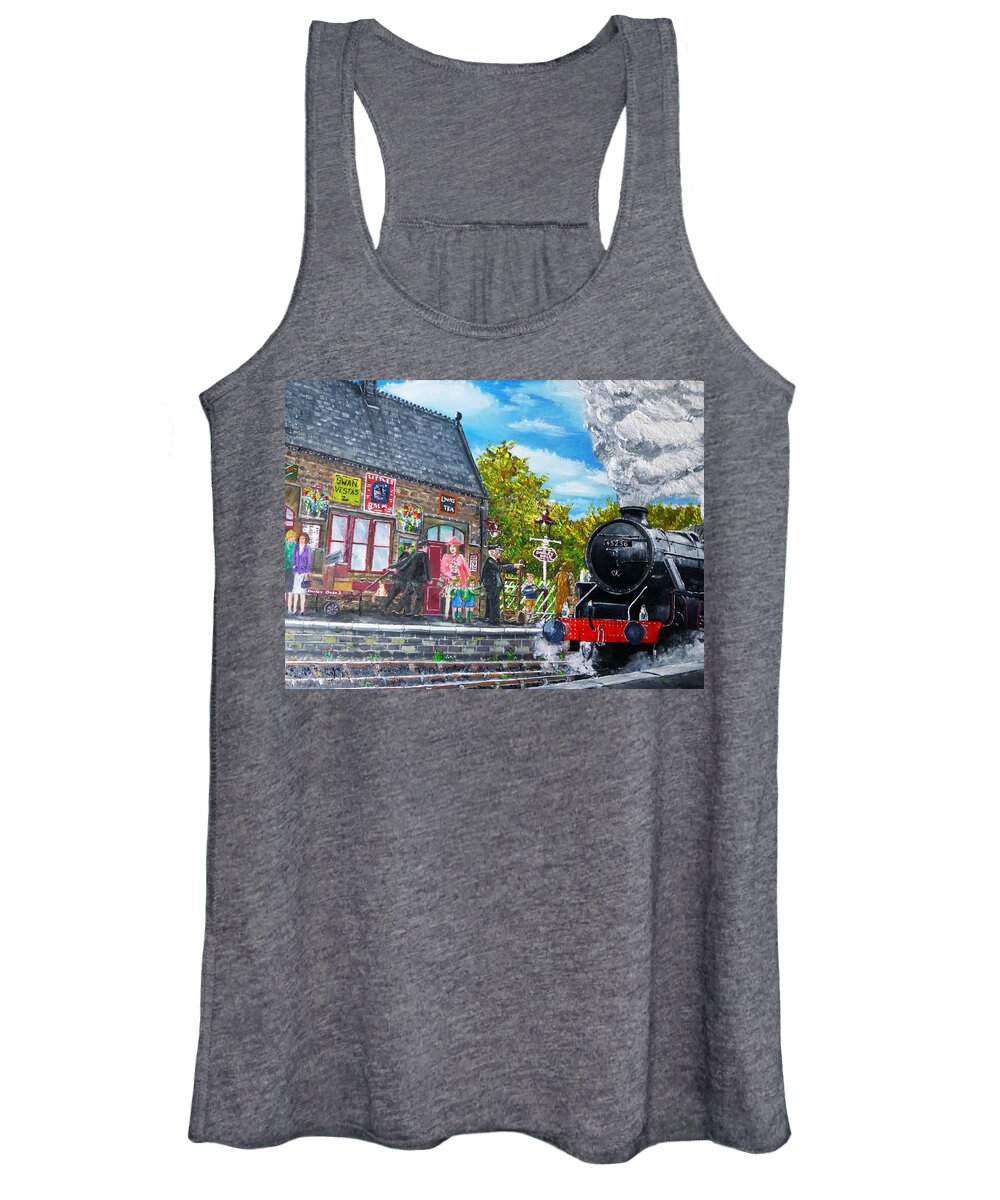 Black Women's Tank Top featuring the painting Black Five at Darley Dale by Asa Jones