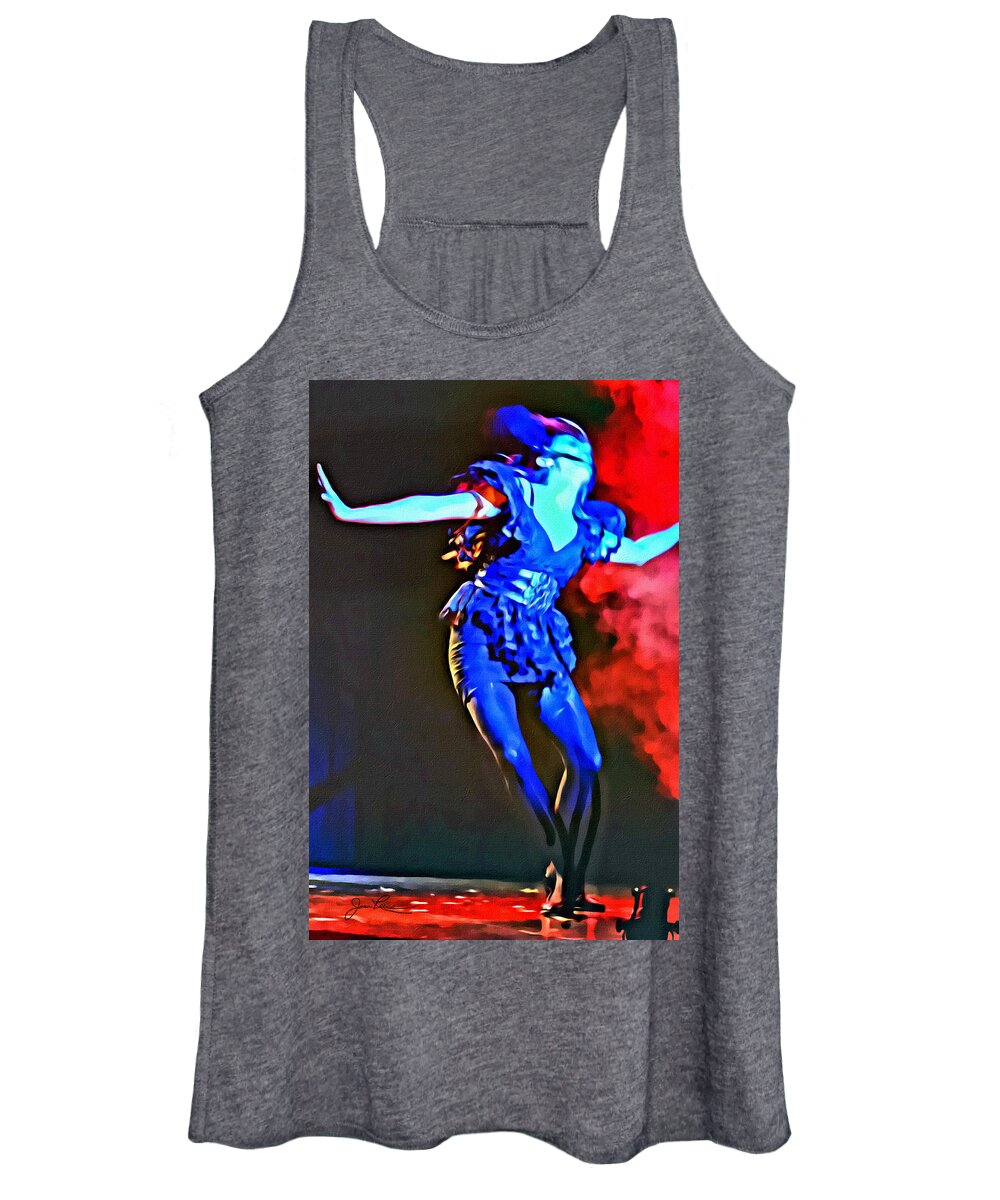 Female Dancer Women's Tank Top featuring the photograph Blue Lady Dancer by Joan Reese