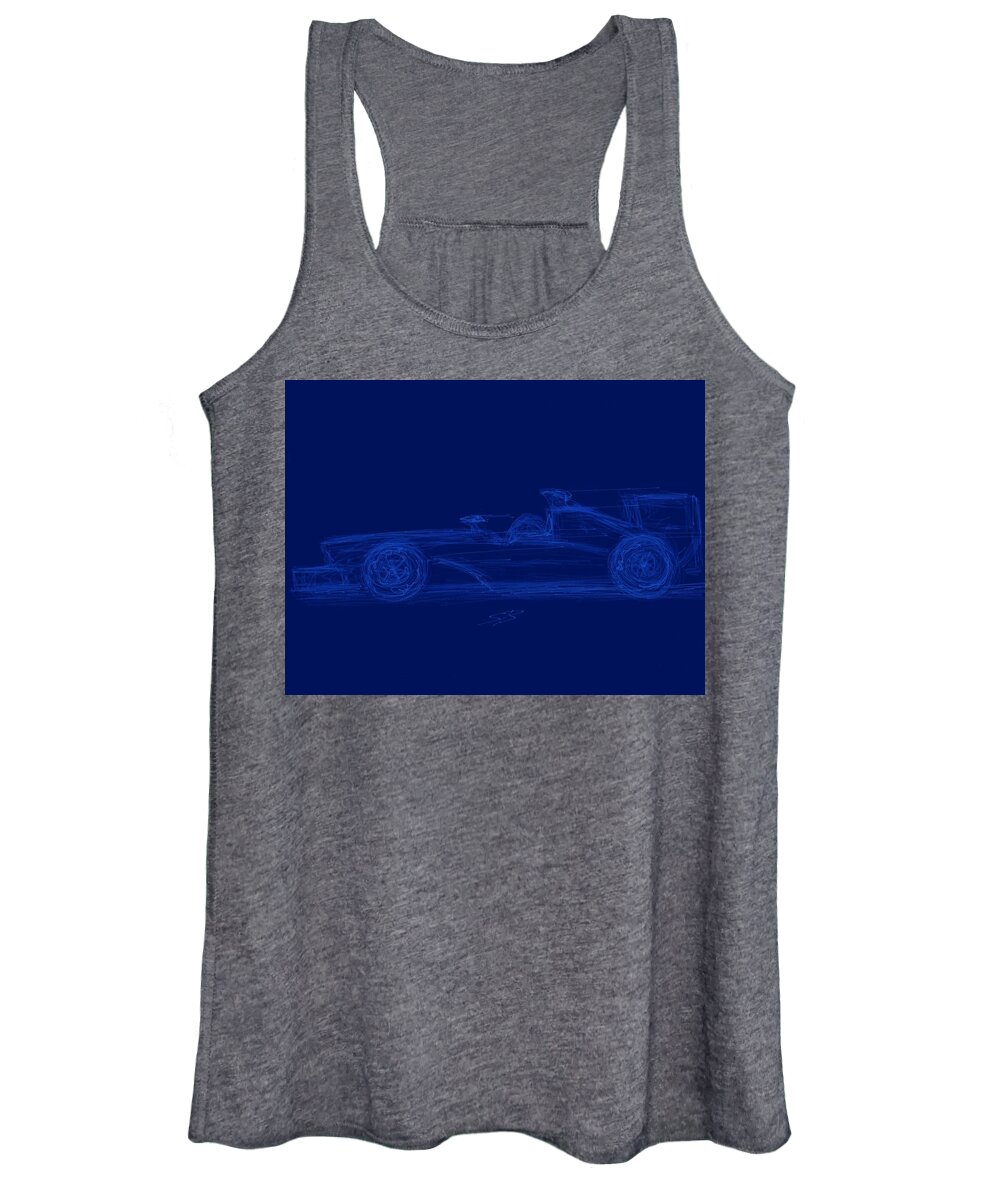 Racing Women's Tank Top featuring the digital art Blueprint for Speed by Stacy C Bottoms