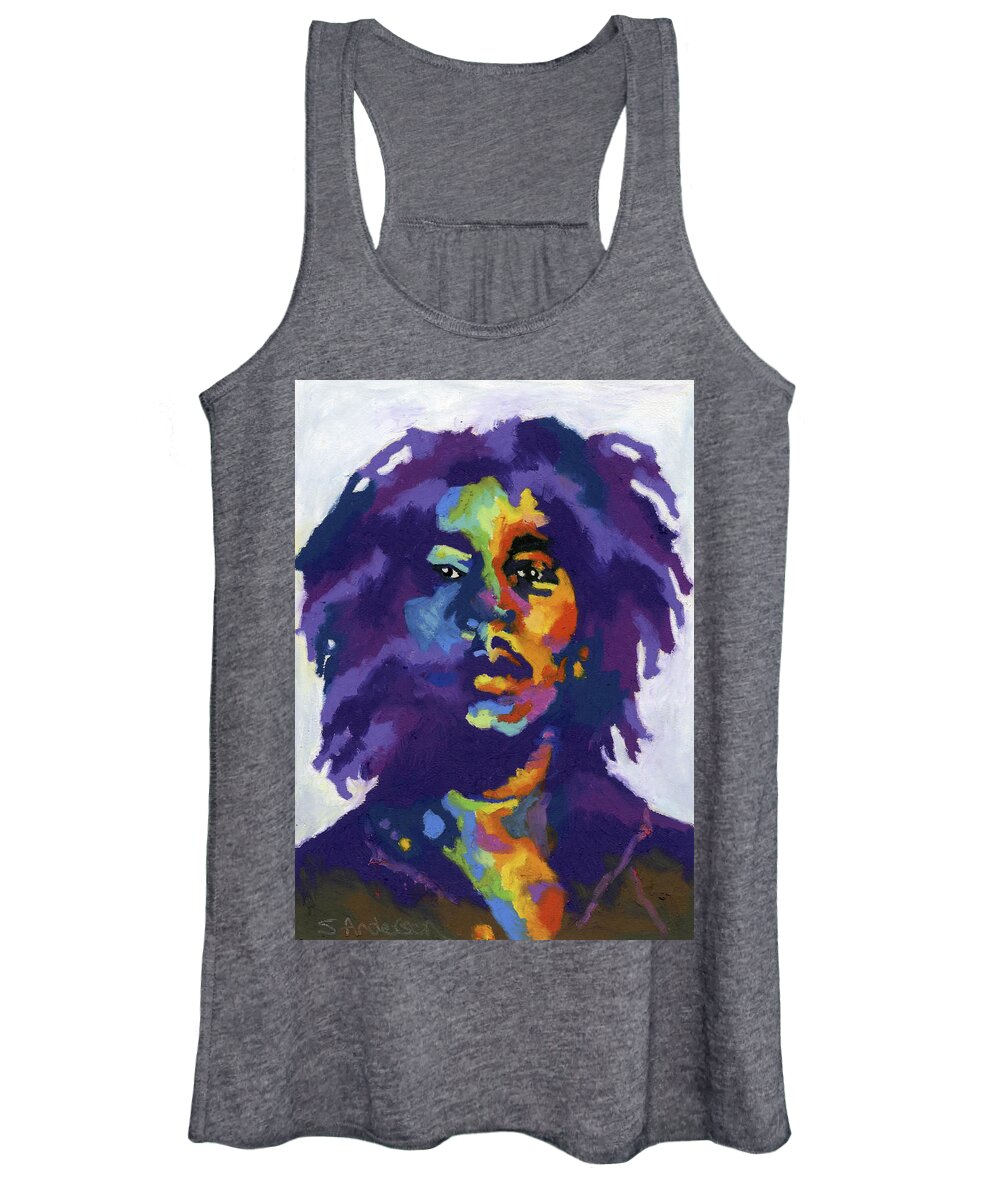 Bob Marley Women's Tank Top featuring the painting Bob Marley by Stephen Anderson