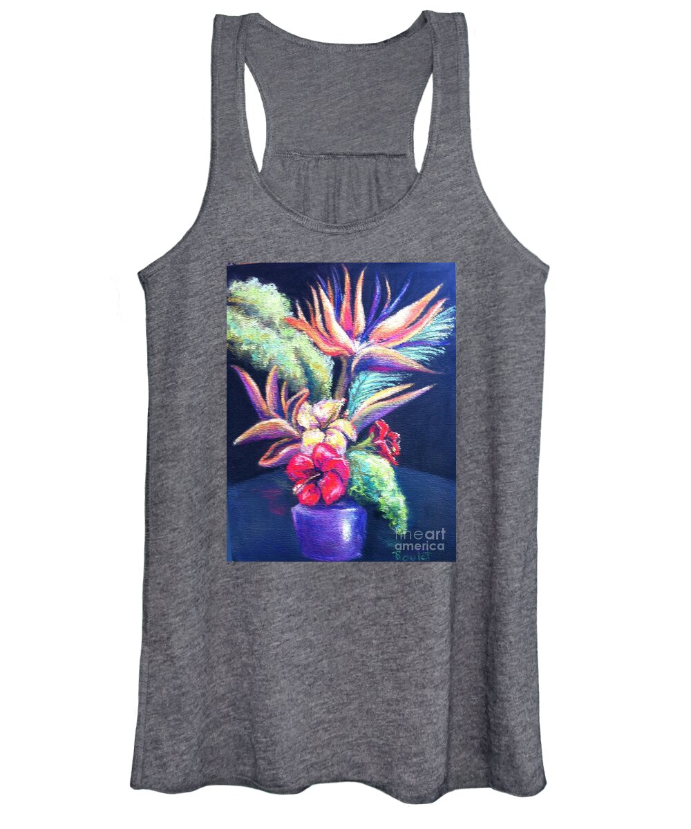 Floral Women's Tank Top featuring the painting Bouquet with bird of Paradise by Beverly Boulet