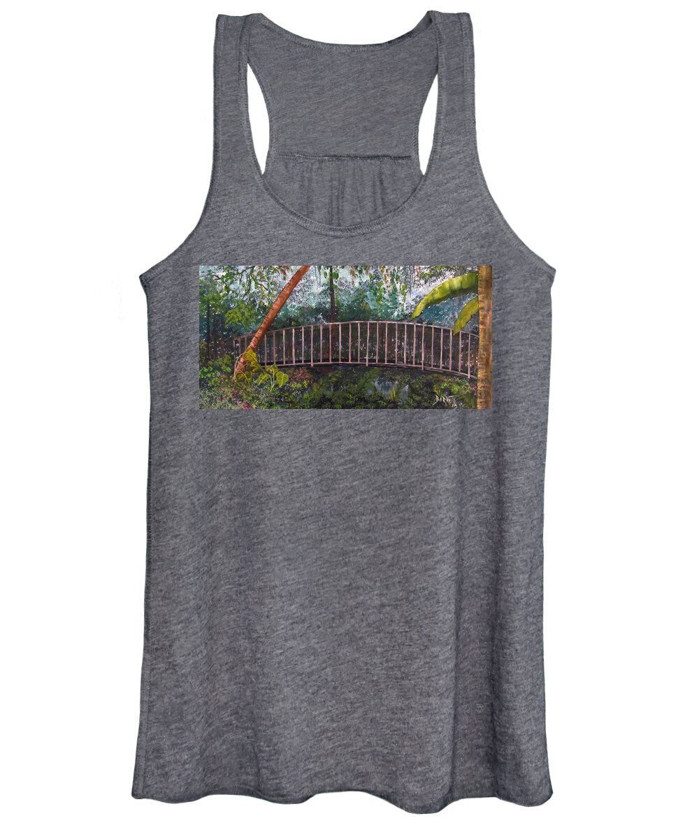 Forest Women's Tank Top featuring the painting Bridge in the Garden by Gloria E Barreto-Rodriguez