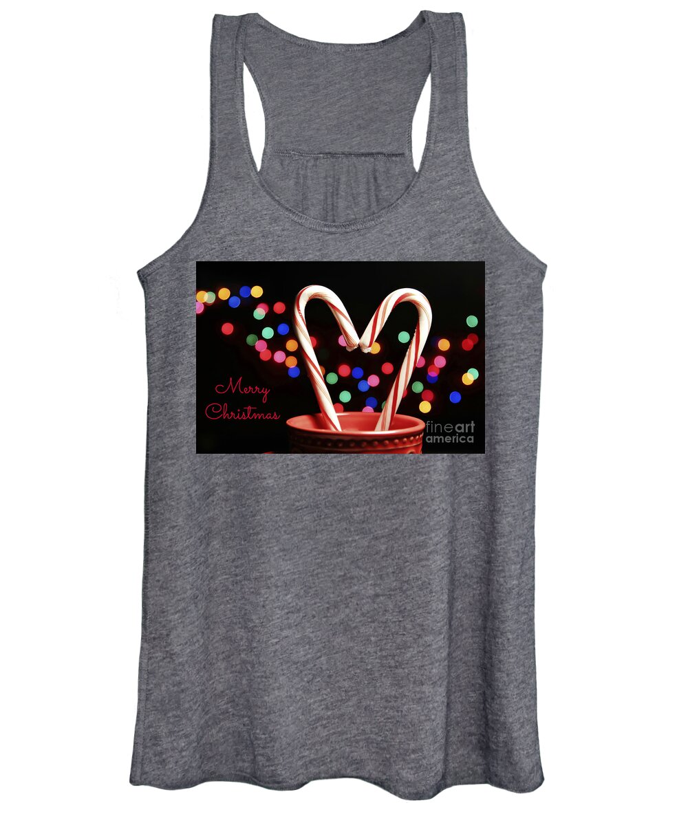 Maine Women's Tank Top featuring the photograph Candy Cane Heart Card by Karin Pinkham