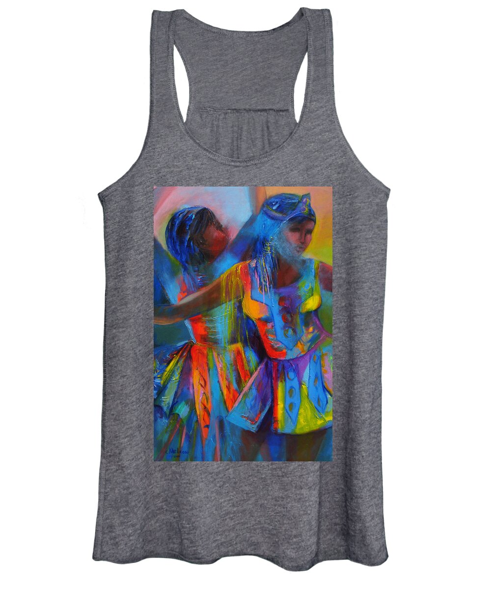 Abstract Women's Tank Top featuring the painting Carnival Masqueraders by Cynthia McLean