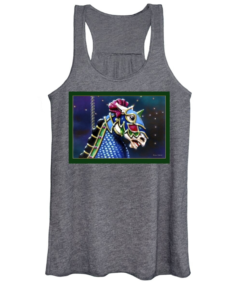 Carosel Women's Tank Top featuring the painting Carosel Horse by Ron Haist