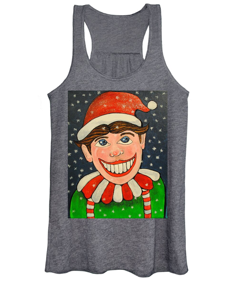 Asbury Park Paintings Women's Tank Top featuring the painting Christmas Tillie by Patricia Arroyo