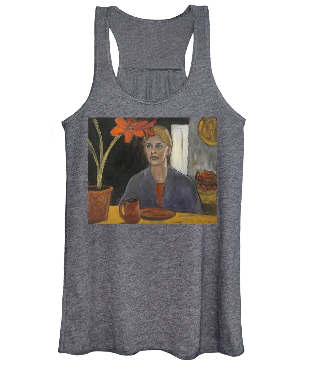 Luminous Women's Tank Top featuring the painting Claire's Amaryllis by Laura Lee Cundiff