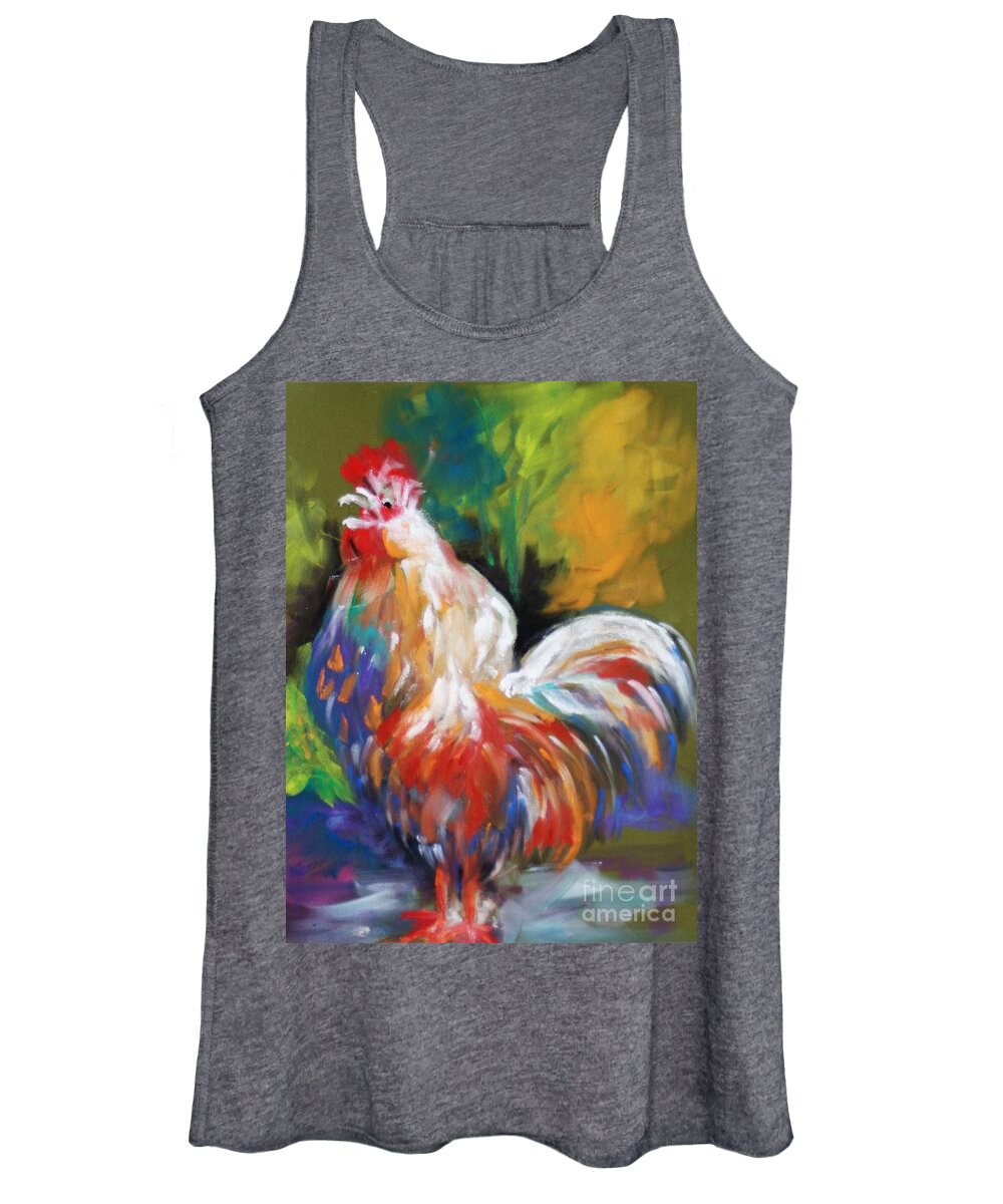 Rooster Women's Tank Top featuring the painting Colorful Rooster by Melinda Etzold